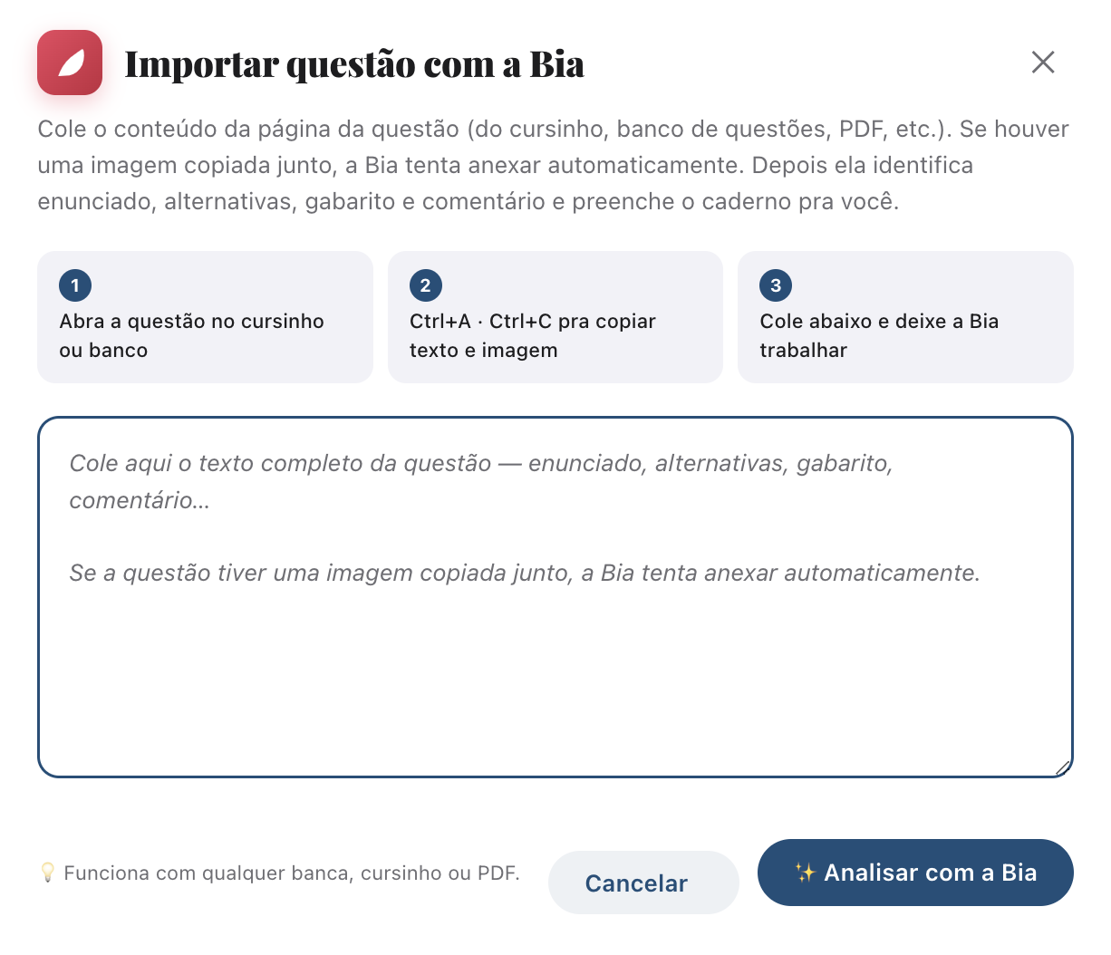Registro de questão